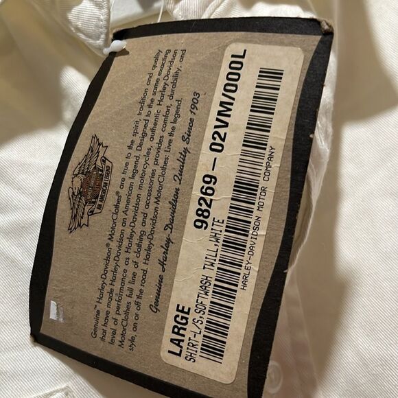 Harley-Davidson Cream Shirt Button Down Soft Twill NWT* VTG Hong Kong - Picture 4 of 10